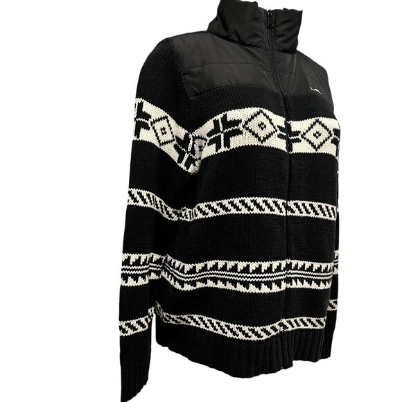 Lauren Ralph Lauren Zip Cardigan, Southwest, Cotton, Black Ivory, XL - Picture 9 of 11